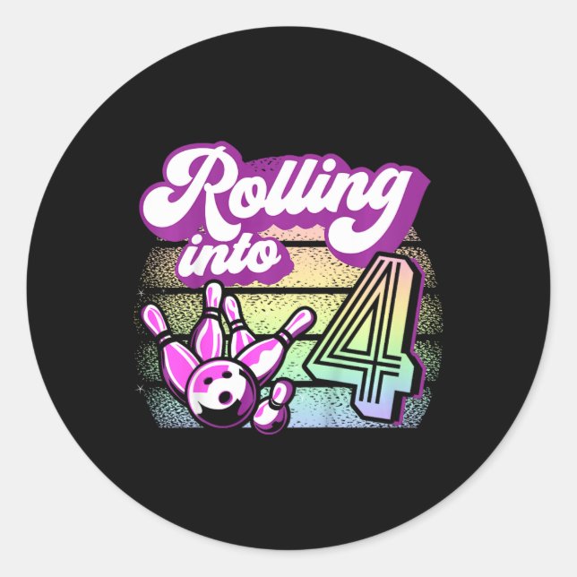 Sticker Rond Fête de bowling pour enfants en 4 Bowling Annivers (Devant)