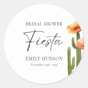 Sticker Rond Fête de cactus Floral Shower de Mariée