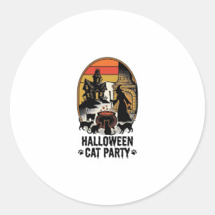 Sticker Rond Fête de chat Halloween Design de chats de sorcière