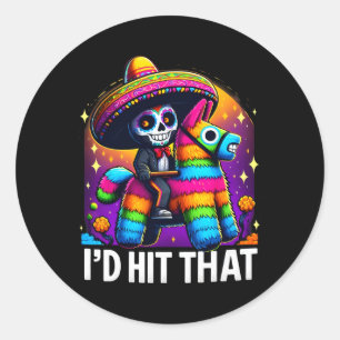 Sticker Rond Fête de Cinco De Mayo Drôle de fête mexicaine Pina