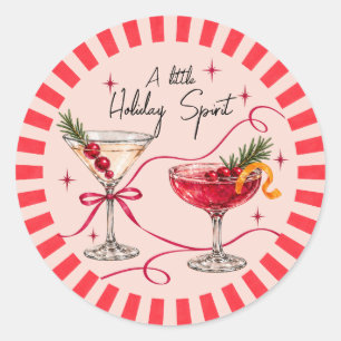 Sticker Rond Fête de cocktail chic rétro de Noël