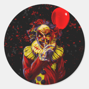 Sticker Rond Fête de costume clown d'Halloween effrayant