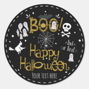 Sticker Rond Fête de costume dessinée à la main de Halloween ca