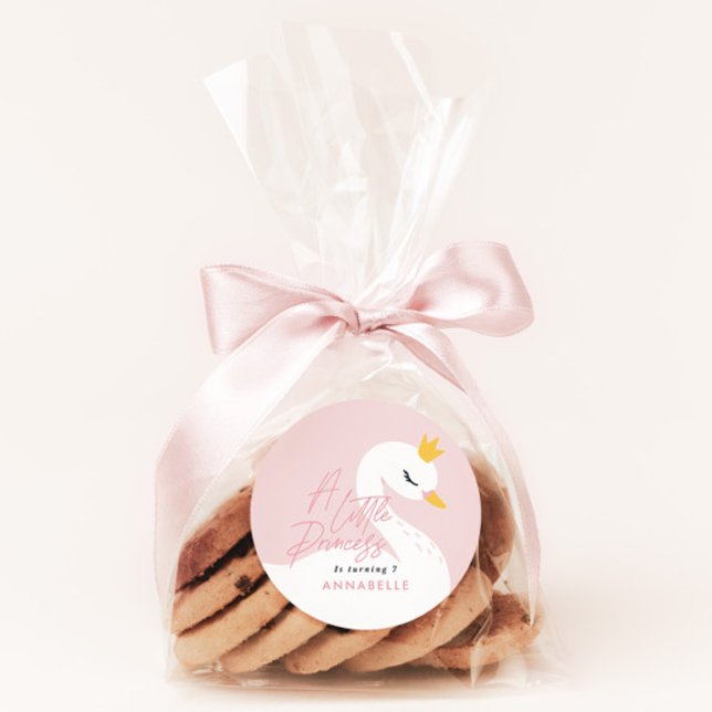 Sticker Rond Fête de cygne rose élégante (Créateur téléchargé)