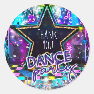 Sticker Rond FÊTE DE DANSE Anniversaire Musical Pop Rock Dance 