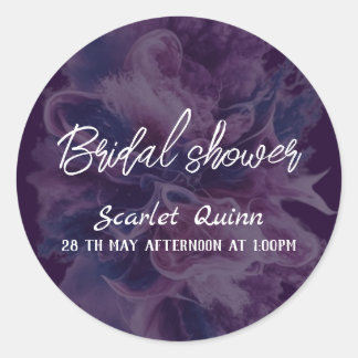 Sticker Rond Fête de douche de mariage #2 couleur blanc violet