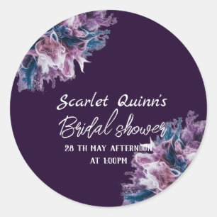 Sticker Rond Fête de douche de mariage couleur blanc violet exp
