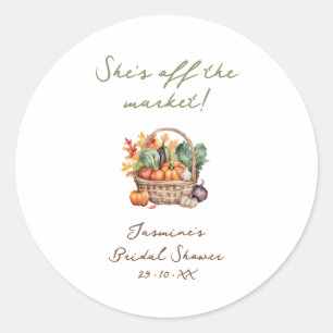 Sticker Rond Fête de douche de mariée Rustique d'Automne Elle e