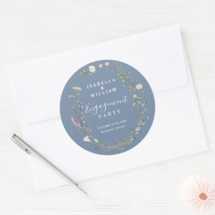 Sticker Rond Fête de fiançailles aux fleurs sauvages Bohème Per