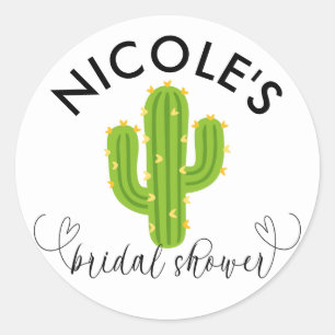 Sticker Rond Fête de Fiançailles Cactus à Coeur Jaune