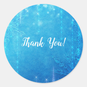 Sticker Rond Fête de fiançailles hivernale glace givré scintill