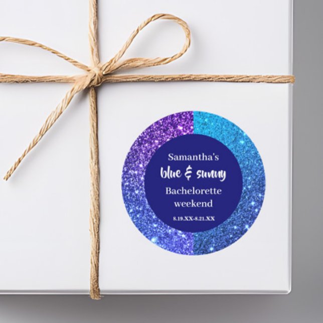 Sticker Rond Fête de Fiançailles Paillettes Bleues (Créateur téléchargé)