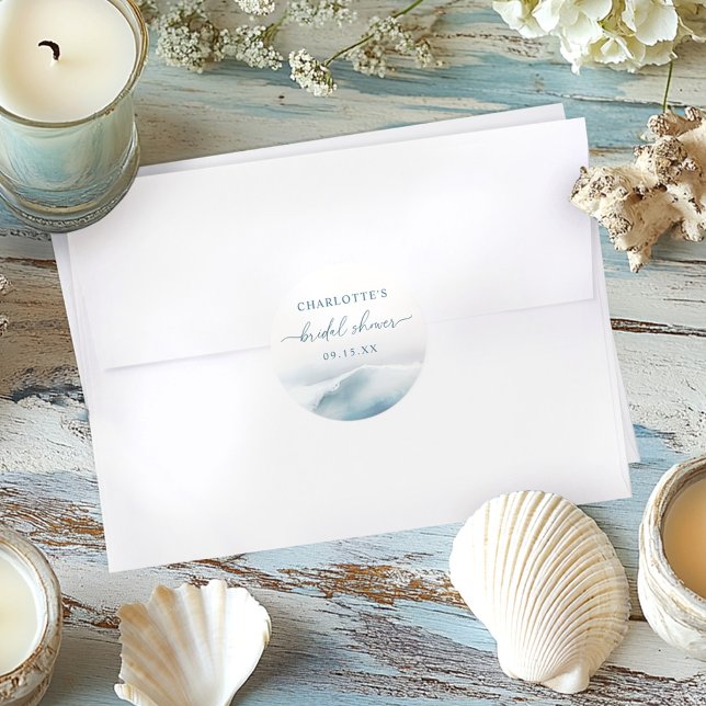 Sticker Rond Fête de fiançailles plage océan (Créateur téléchargé)