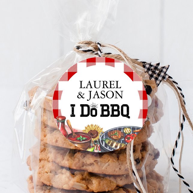 Sticker Rond Fête de fiançailles Rustic I Do BBQ Tournesol (Créateur téléchargé)