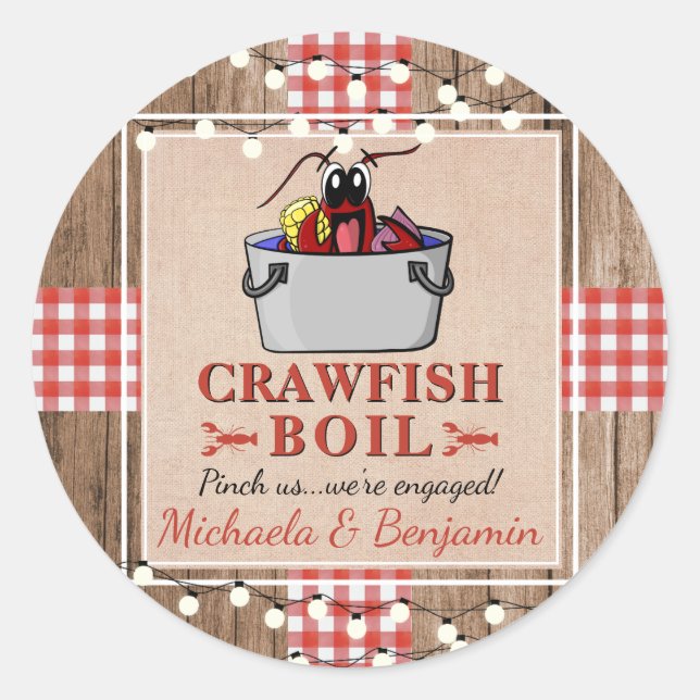 Sticker Rond Fête de fiançailles rustique : Bouillabaisse d'écr (Devant)
