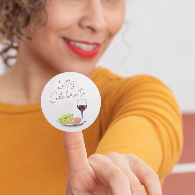 Sticker Rond Fête de fiançailles vin & charcuterie (Créateur téléchargé)