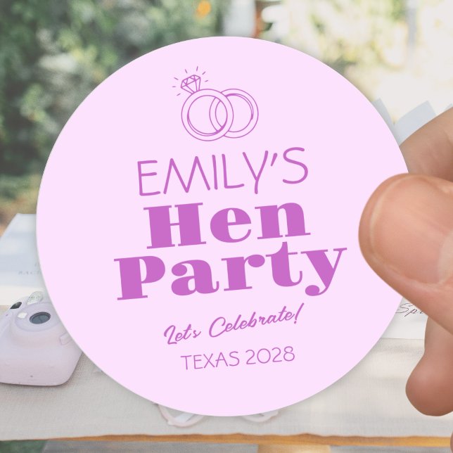 Sticker Rond Fête de Filles aux Anneaux Violets (Créateur téléchargé)