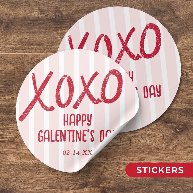 Sticker Rond Fête de Galentine à la main XOXO (Créateur téléchargé)