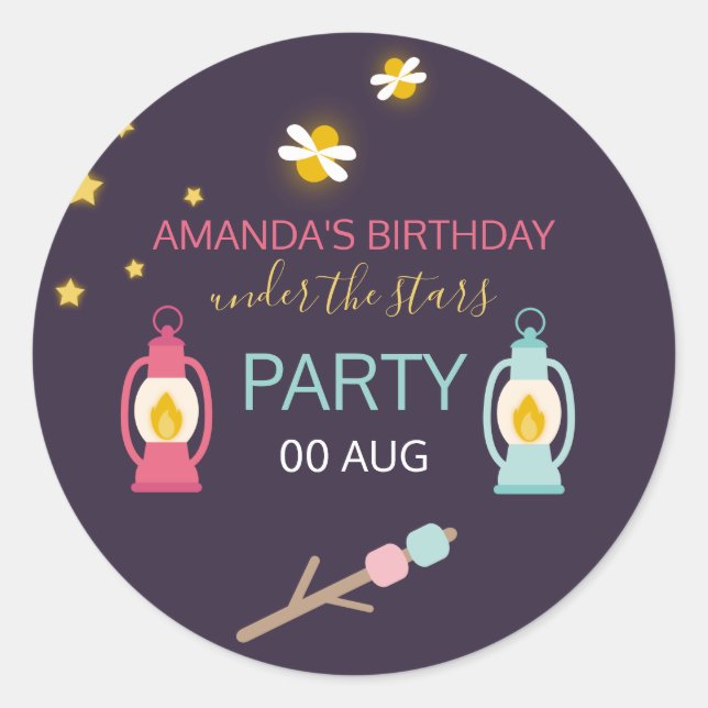 Sticker Rond Fête de glamping personnalisée (Devant)