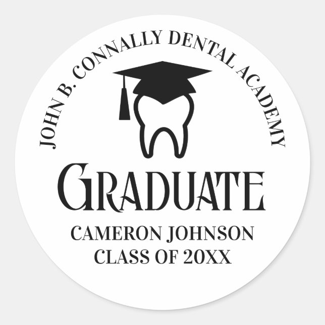 Sticker Rond Fête de Graduation de l'école dentaire moderne per (Devant)