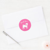 Sticker Rond Fête de la fête du chien Carlin rose (Enveloppe)