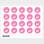 Sticker Rond Fête de la fête du chien Carlin rose (Feuille)