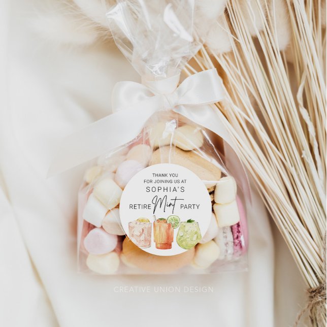 Sticker Rond Fête de la retraite Faveur, Monnaie Amusante Faveu (Retirement)