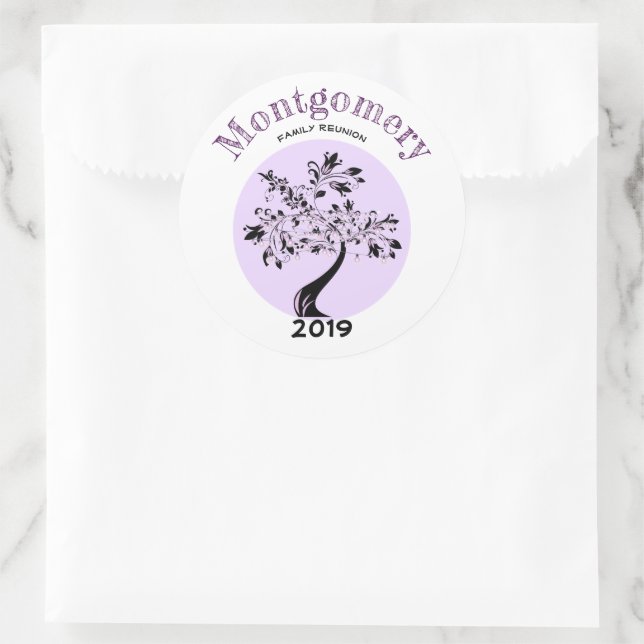 Sticker Rond Fête de la Réunion Famille Tendance Arbre pourpre (Sac)