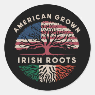 Sticker Rond Fête de la Saint-Patrick American Grown Irish Root