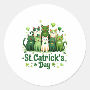Sticker Rond Fête de la Saint-Patrick Chats Jour de la Saint-Pa
