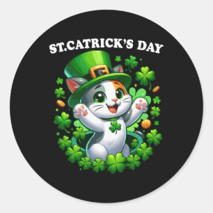 Sticker Rond Fête de la Saint-Patrick Chats Saint Pattys Amour