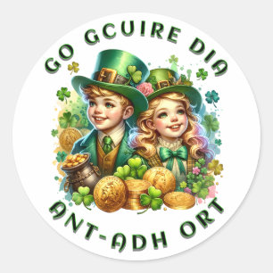 Sticker Rond fête de la saint-patrick   Go gcuire Dia an t-ádh