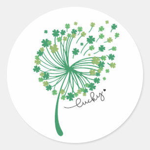 Sticker Rond Fête de la Saint-Patrick Pissenlit Chanceux