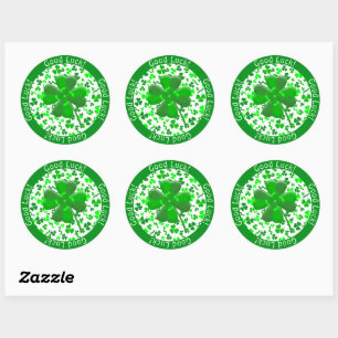 Sticker Rond Fête de la Saint-Patrick Shamrocks de bonne chance