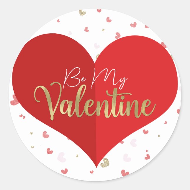 Sticker Rond Fête de la Saint-Valentin au cœur rouge et rose (Devant)