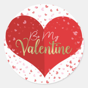 Sticker Rond Fête de la Saint-Valentin cœur rouge et rose