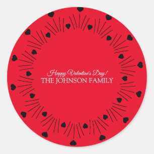 Sticker Rond Fête de la Saint-Valentin Cœurs dessinés à la main