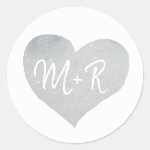Sticker Rond fête de l'amour coeur gris pâle