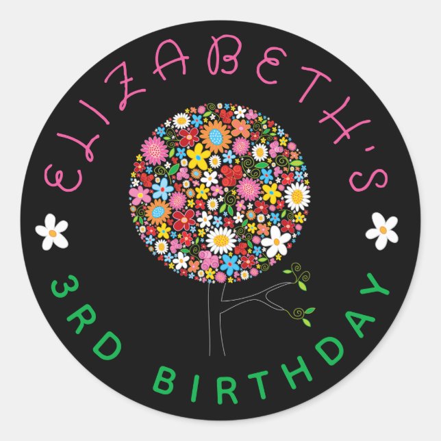 Sticker Rond Fête de l'Arbre aux Fleurs Printanières Fantaisist (Devant)