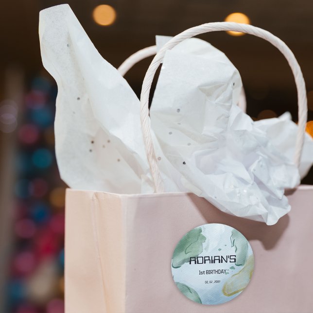 Sticker Rond Fête de l'Espace Earth Globe (Space Birthday Earth Sticker)