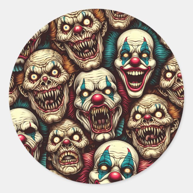 Sticker Rond Fête de l'Halloween des Clowns (Devant)