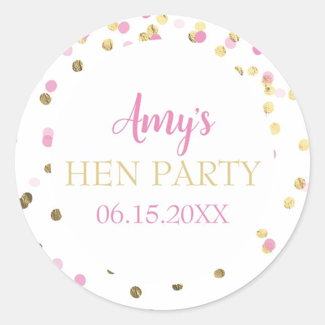 Sticker Rond Fête de l'Hen Bachelorette Favoris (Devant)