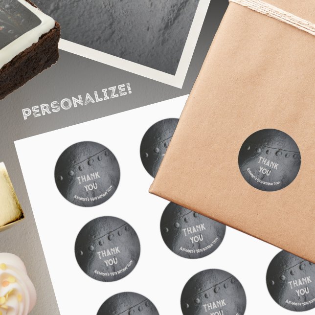 Sticker Rond Fête de l'homme de style industriel en métal noir (Créateur téléchargé)