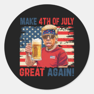 Sticker Rond Fête de l'Indépendance de Trump Faire 4 juillet Gr