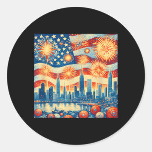 Sticker Rond Fête de l'indépendance des hommes Van Gogh Art 4 j