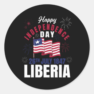 Sticker Rond Fête de l'indépendance du Libéria Drapeau libérien