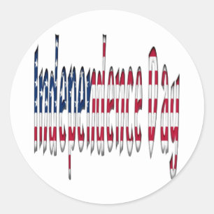 Sticker Rond Fête de l'Indépendance Étoiles et rayures USA Typo