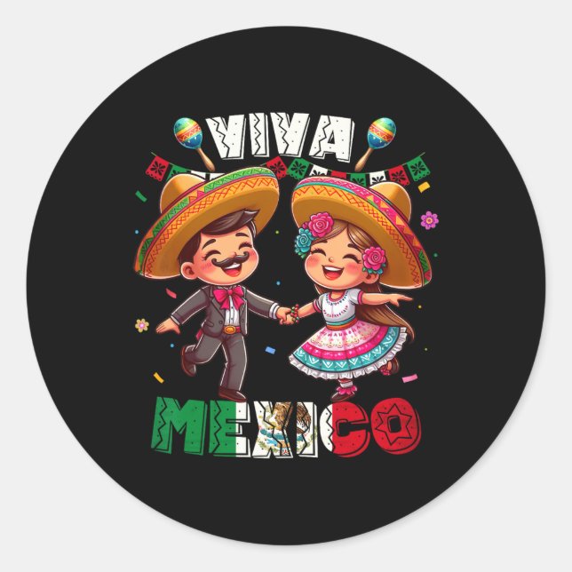 Sticker Rond Fête De L'Indépendance Mexicaine Viva Mexique S Ga (Devant)