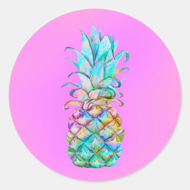 Sticker Rond Fête de luau éclaboussure de couleur de l'ananas t (Devant)