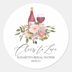 Sticker Rond Fête de mariage à thème dégustation de vin floral